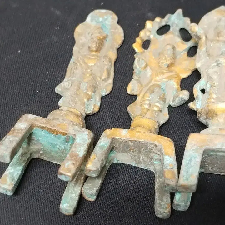 [BUNJANG] Antique Bronze Buddhist Statues Bundle Set / 판매자 소장품 금채 청동 3전불 일괄 처분