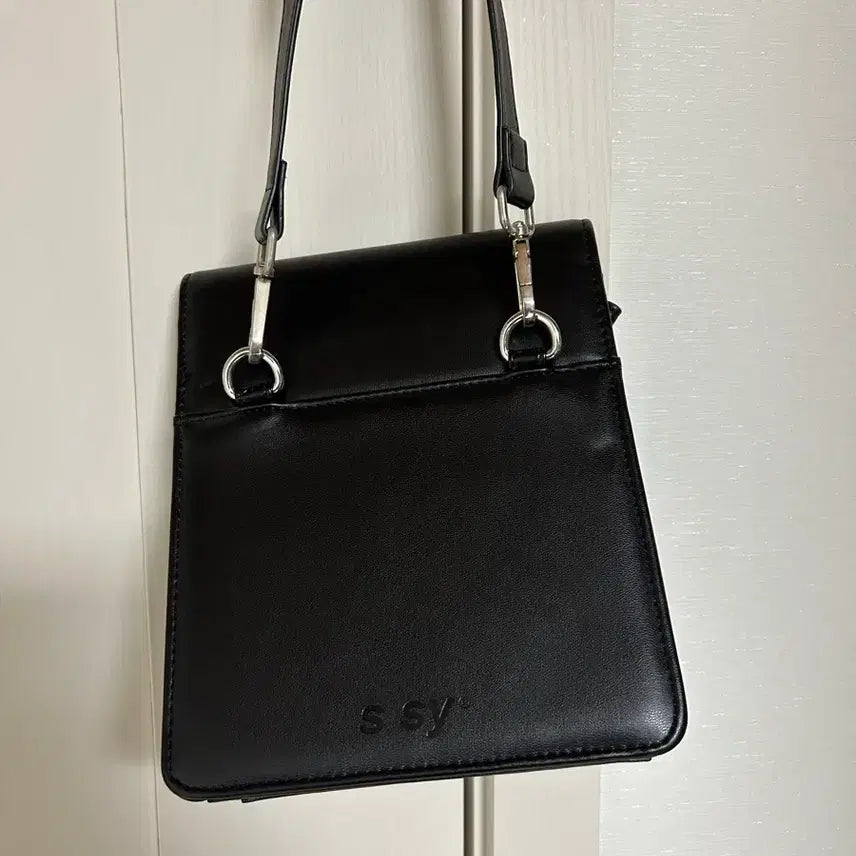 [BUNJANG] Minimal Bar Square Leather Bag & Multi Card Wallet - Black / [L size]미니멀바 스퀘어 레더 백 & 멀티 카드 월렛 블랙