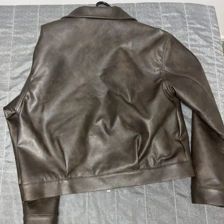 [BUNJANG] Brown Leather Trucker Hook Jacket / (새상품)브라운 가죽 트러커 후크 자켓