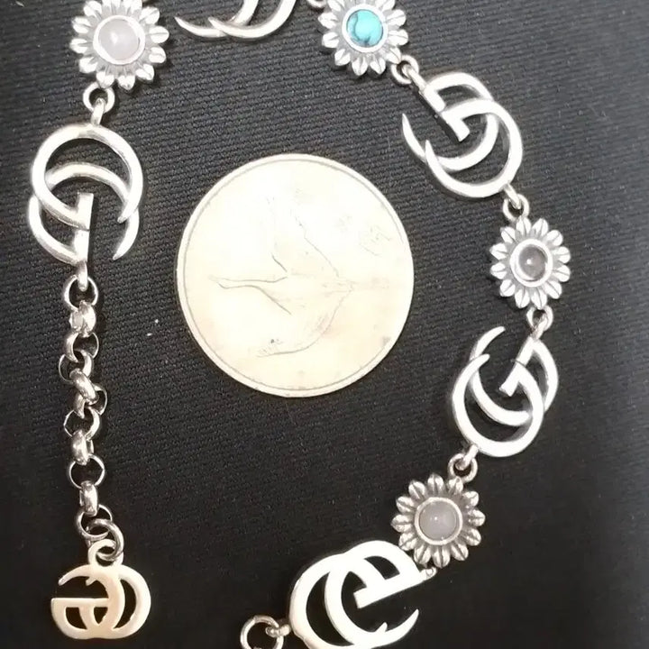 [BUNJANG] GG Logo Flower Bracelet / 법정 순은925 플라워 GG 로고 팔찌 실버