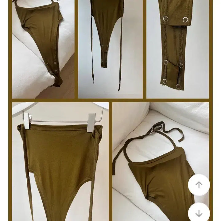 [BUNJANG] Slim Fit Strappy Top Bodysuit / 슬림핏 스트랩 탑 바디수트 카키 (정가 51,800원)[옷]