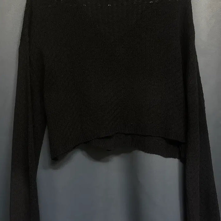 [BUNJANG] See-through Ribbed Crop Cardigan Knit / 시스루 골지 크롭 가디건 니트