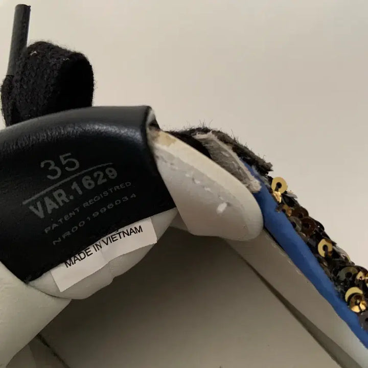 [BUNJANG] Premiata Sequin Sneakers / 220 프리미아타 스팽글 운동화 블랙/골드