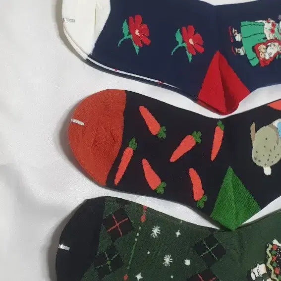 [BUNJANG] Rabbit Flower Carrot Socks / 개당가격이예요~ 그린 블루 토끼 꽃 당근 체크 스트라이프 양말