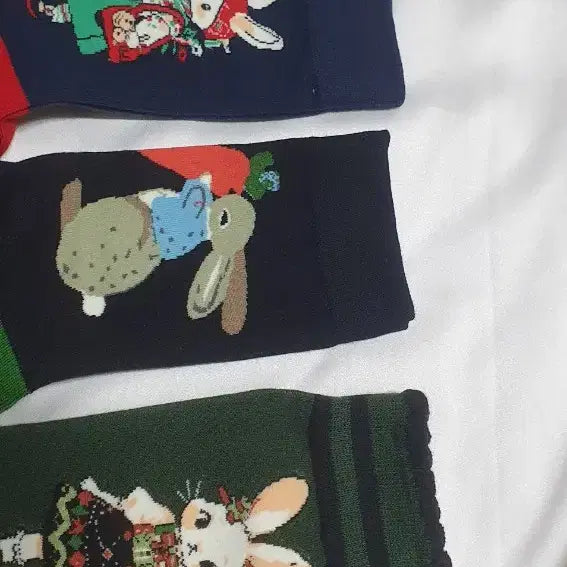 [BUNJANG] Rabbit Flower Carrot Socks / 개당가격이예요~ 그린 블루 토끼 꽃 당근 체크 스트라이프 양말