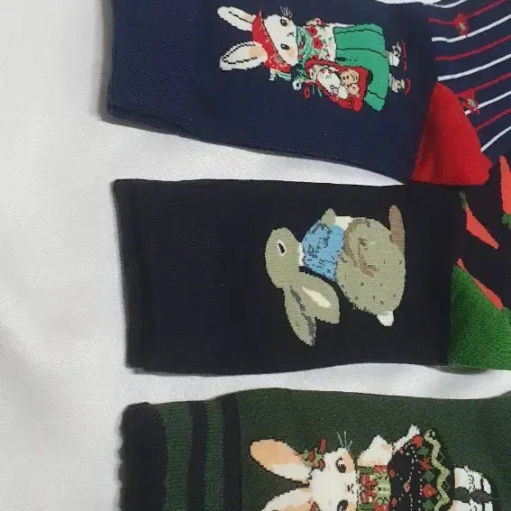 [BUNJANG] Rabbit Flower Carrot Socks / 개당가격이예요~ 그린 블루 토끼 꽃 당근 체크 스트라이프 양말