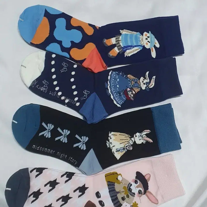 [BUNJANG] Rabbit Dot Ribbon Socks / 개당가격이예요~ 블루 네이비 핑크 토끼 도트 리본 기타 양말