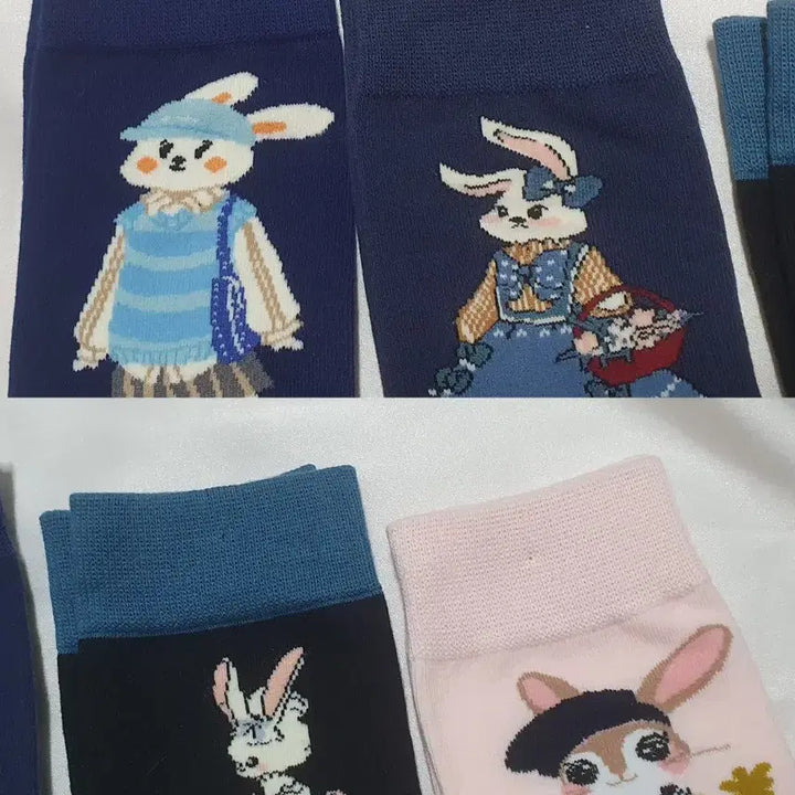 [BUNJANG] Rabbit Dot Ribbon Socks / 개당가격이예요~ 블루 네이비 핑크 토끼 도트 리본 기타 양말