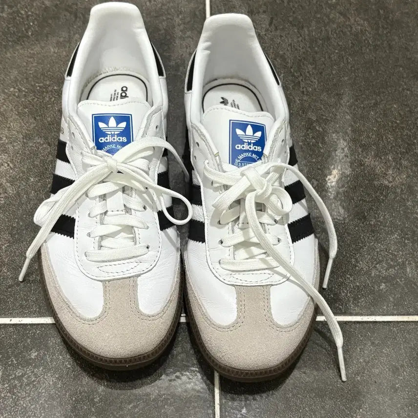 [BUNJANG] Adidas Samba Cloud White Black Sneakers (215) / 아디다스 삼바 클라우드화이트 흰검 215