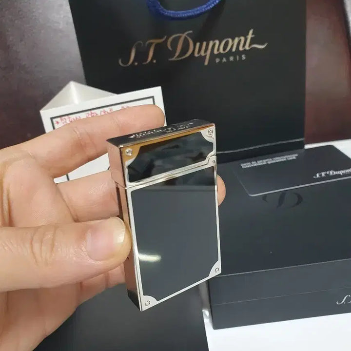 [BUNJANG] Dupont Line 2 CA16736 Black Lacquer Palladium Lighter / [백화점판] 듀퐁라이터 라인2 ca16736 블랙 래커 팔라듐 백금 쌍불