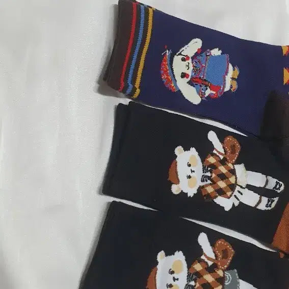 [BUNJANG] Navy Brown Cat Square Check Socks / 개당가격이예요~ 네이비 브라운 고양이 사각형 체크 양말