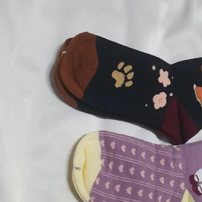 [BUNJANG] Purple Red Wine Cat Rabbit Socks / 개당가격이예요~ 퍼플 레드와인 고양이 토끼 하트 발자국 양말