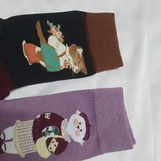 [BUNJANG] Purple Red Wine Cat Rabbit Socks / 개당가격이예요~ 퍼플 레드와인 고양이 토끼 하트 발자국 양말