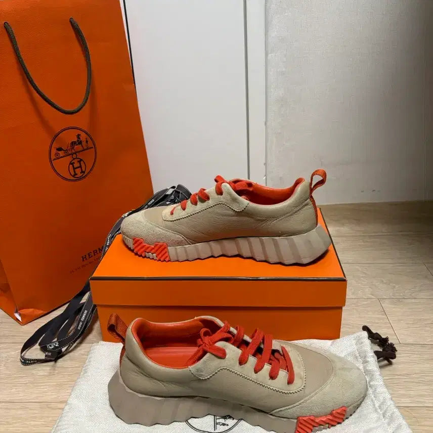 [BUNJANG] Hermes Bouncing Sneakers Orange (Size 260) / (정품, 250사이즈) 에르메스 바운싱 스니커즈 오렌지