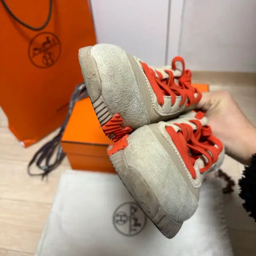[BUNJANG] Hermes Bouncing Sneakers Orange (Size 260) / (정품, 250사이즈) 에르메스 바운싱 스니커즈 오렌지