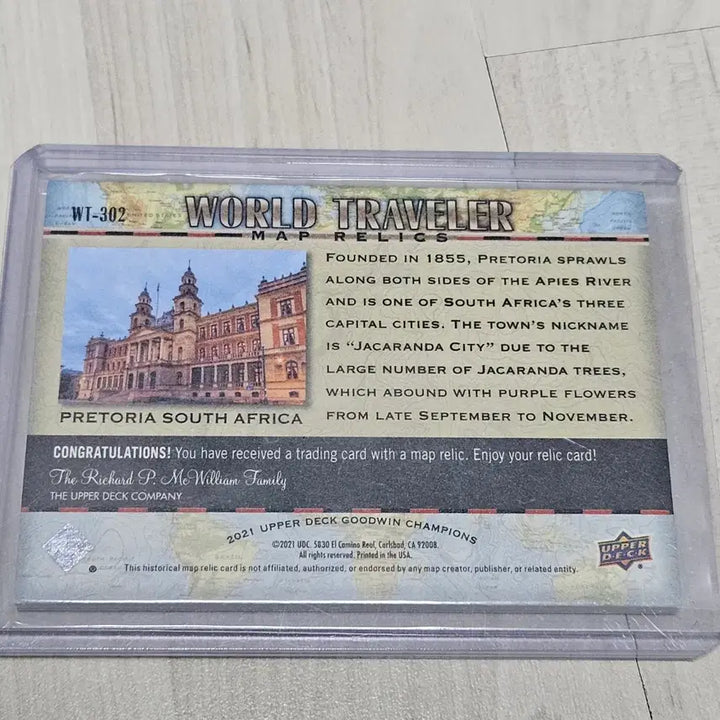 [BUNJANG] Upperdeck Pretoria Relic Card / 세계 여행지도 렐릭 카드 (남아공 프레토리아)