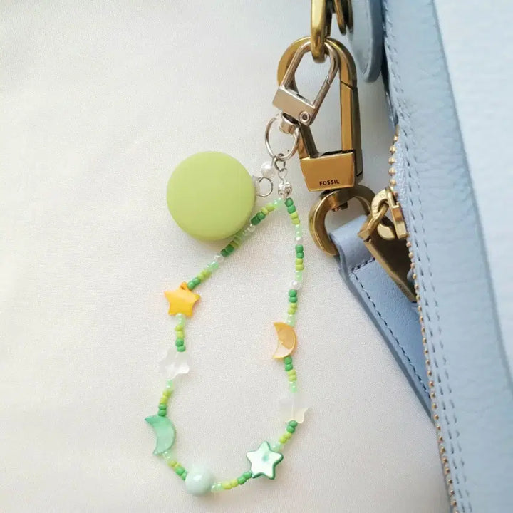 [BUNJANG] Handmade Green Macaron Bead Keyring / 핸드메이드 그린 마카롱 비즈 키링