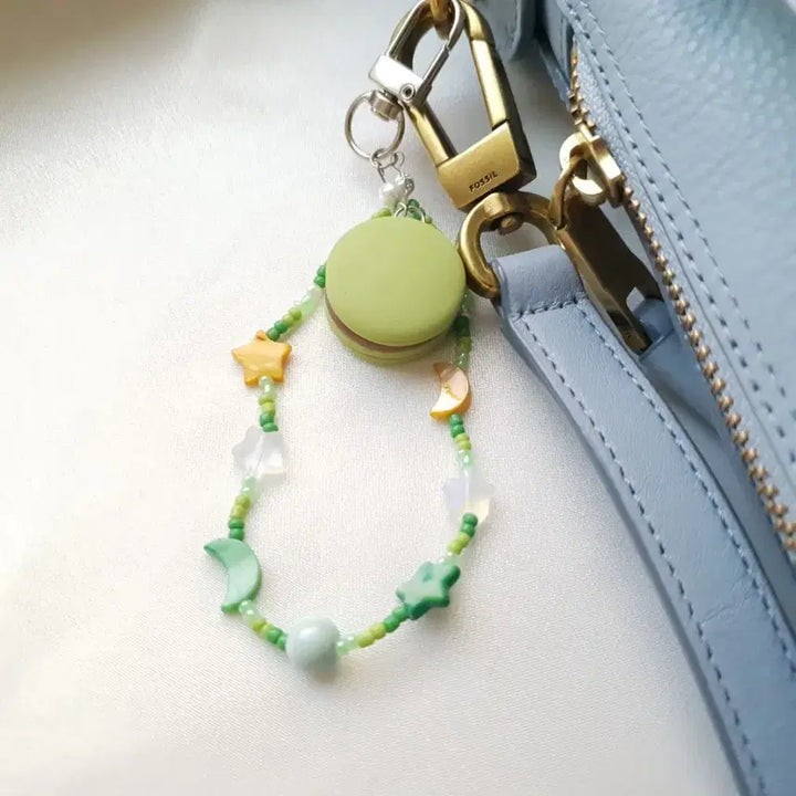 [BUNJANG] Handmade Green Macaron Bead Keyring / 핸드메이드 그린 마카롱 비즈 키링