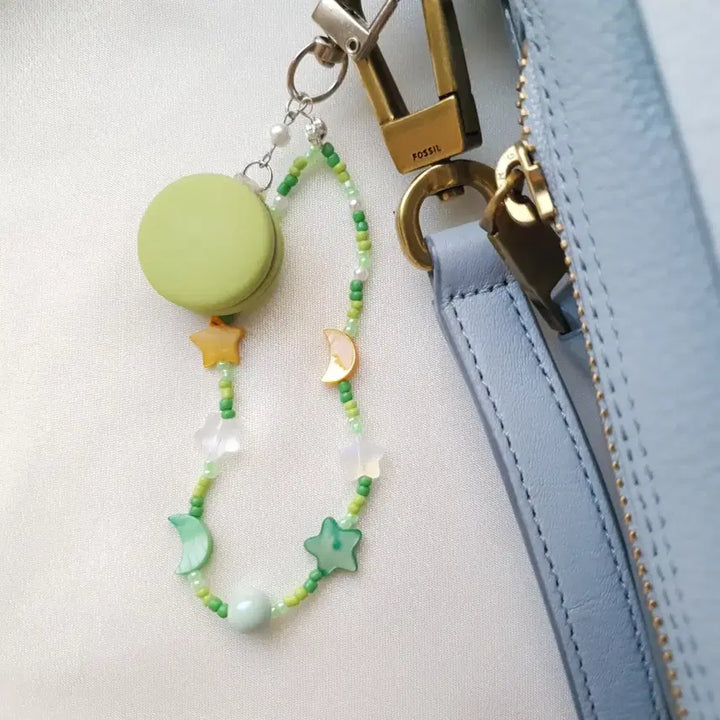 [BUNJANG] Handmade Green Macaron Bead Keyring / 핸드메이드 그린 마카롱 비즈 키링