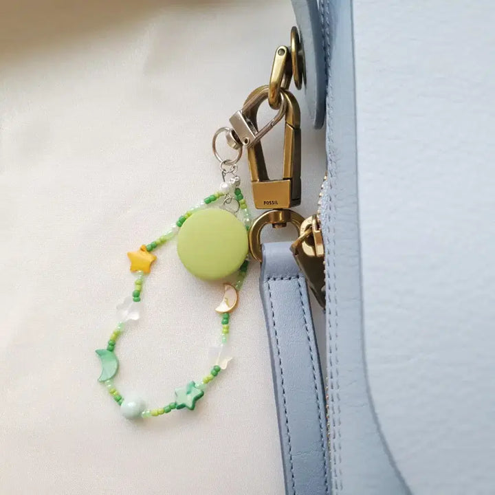 [BUNJANG] Handmade Green Macaron Bead Keyring / 핸드메이드 그린 마카롱 비즈 키링