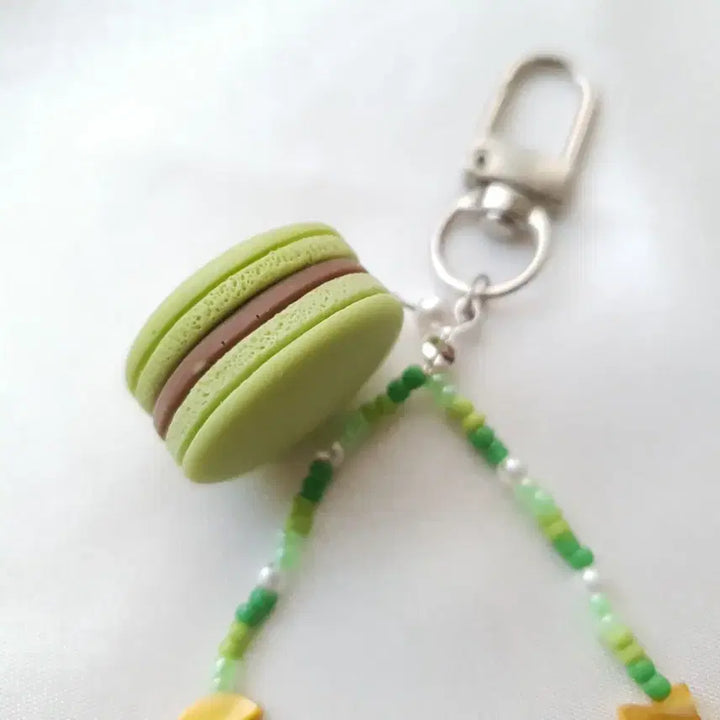 [BUNJANG] Handmade Green Macaron Bead Keyring / 핸드메이드 그린 마카롱 비즈 키링