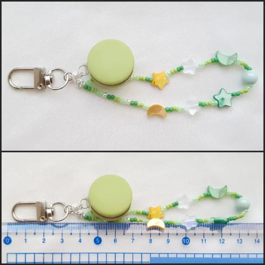 [BUNJANG] Handmade Green Macaron Bead Keyring / 핸드메이드 그린 마카롱 비즈 키링