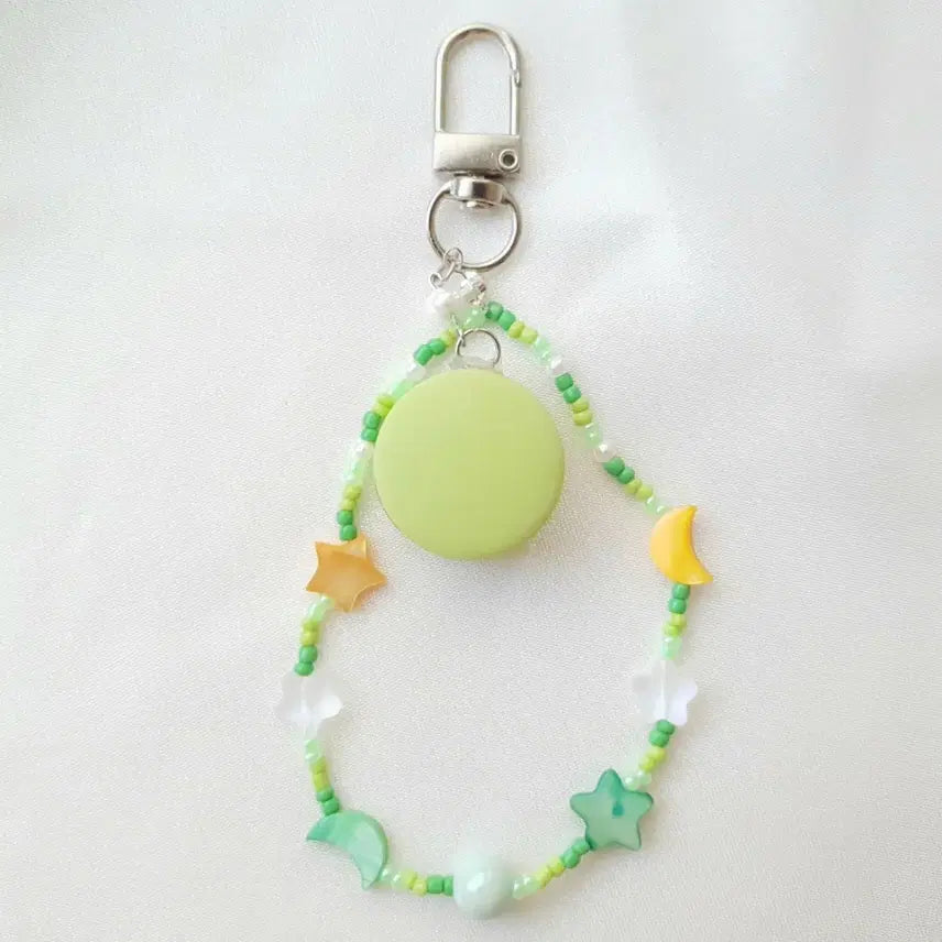 [BUNJANG] Handmade Green Macaron Bead Keyring / 핸드메이드 그린 마카롱 비즈 키링