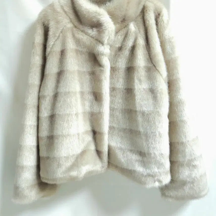 [BUNJANG] Eco Fur Jacket / 연베이지 밀라노밍크 에코 퍼 자켓 새상품급