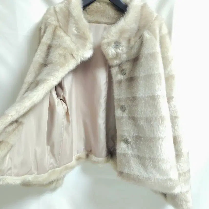 [BUNJANG] Eco Fur Jacket / 연베이지 밀라노밍크 에코 퍼 자켓 새상품급