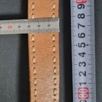 [BUNJANG] Brown Stitched Leather Belt / 일본 천연가죽 브라운 스티치 벨트 새상품