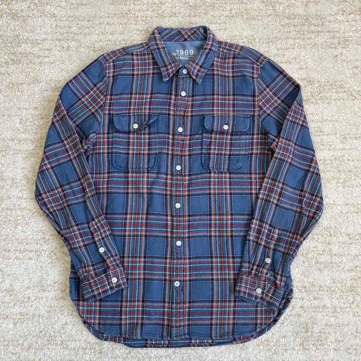 [BUNJANG] GAP 1969 Flannel Blue Pattern Shirt / [L] 00s 갭 GAP 플란넬 블루 패턴 셔츠