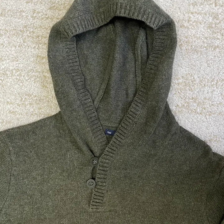 [BUNJANG] GAP Vintage Wool Blend Half Button Knit Hoodie / [M] GAP 갭 빈티지 울 블랜디드 하프 버튼 니트 후디