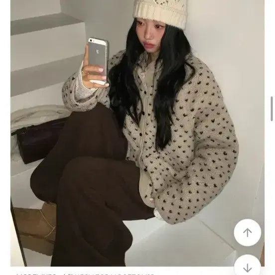 [BUNJANG] Beidelli Beige Sherpa Fleece Jacket / 새상품) 하트 도트 양털 점퍼 베이델리 지그재그 에이블리 뽀글이