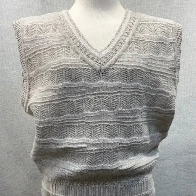 [BUNJANG] Handsome White Grey Knit Vest 90 / 핸섬 화이트 그레이 니트 베스트 90새옷급