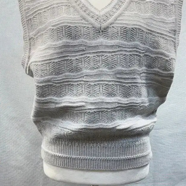 [BUNJANG] Handsome White Grey Knit Vest 90 / 핸섬 화이트 그레이 니트 베스트 90새옷급