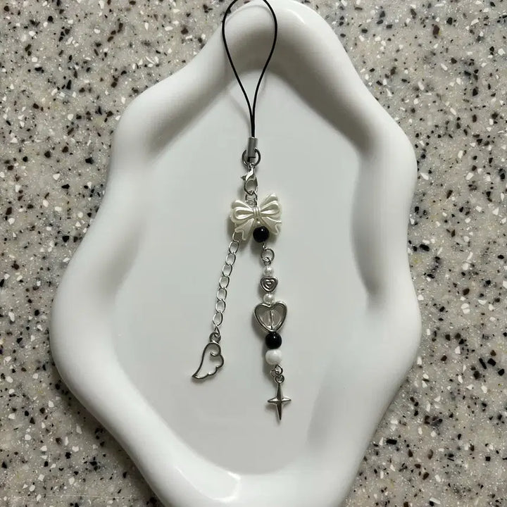 [BUNJANG] Black & White Bead Keyring / 블랙&화이트 비즈키링