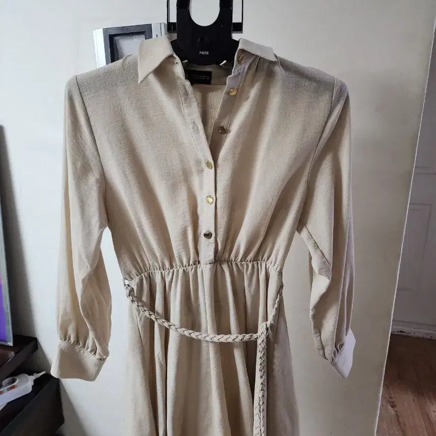 [BUNJANG] ZARA Beige Mini Shirt Dress / 자라 베이지 셔츠 미니 원피스