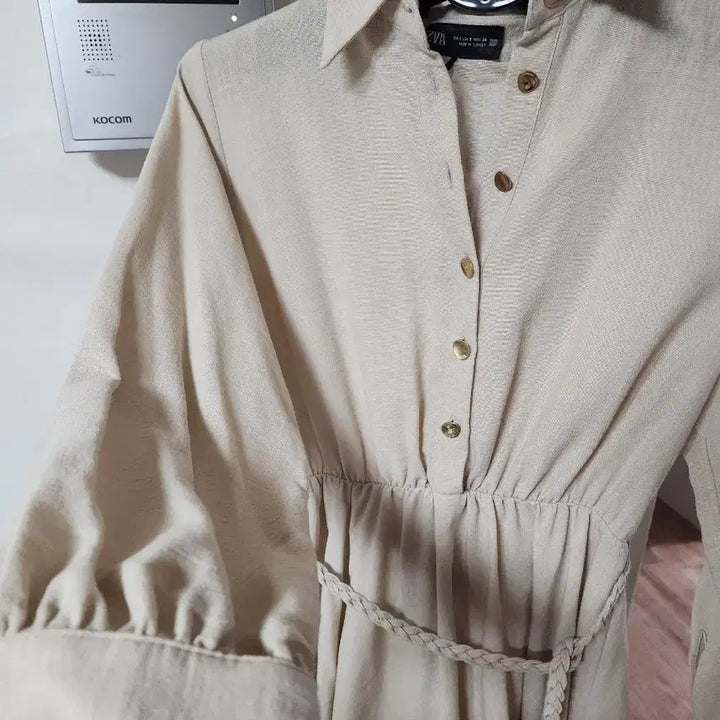 [BUNJANG] ZARA Beige Mini Shirt Dress / 자라 베이지 셔츠 미니 원피스