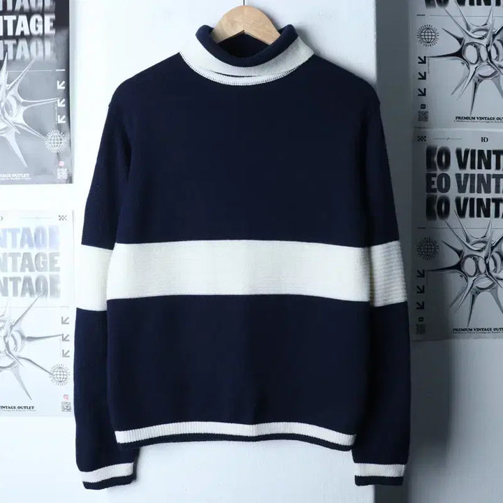 [BUNJANG] S Brand Vintage Navy Wool Turtleneck Knit / (S) 브랜드빈티지 니트 목폴라 네이비 울-17206