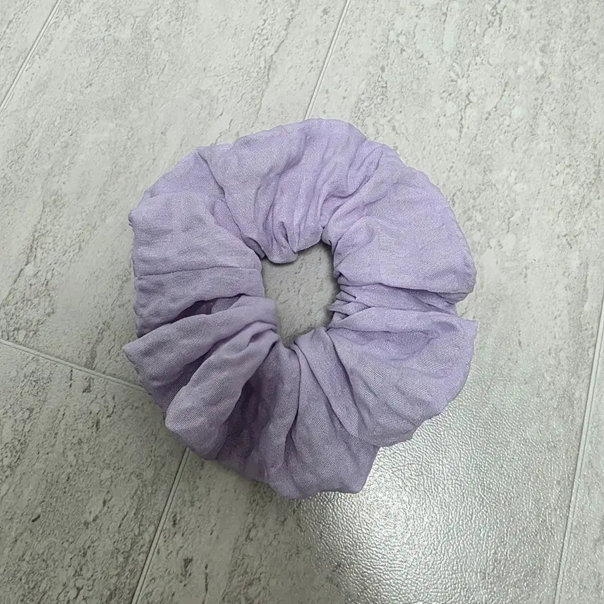 [BUNJANG] Seersucker Lavender Scrunchie (L) / 시어서커 라벤더 스크런치 곱창끈_(L)대