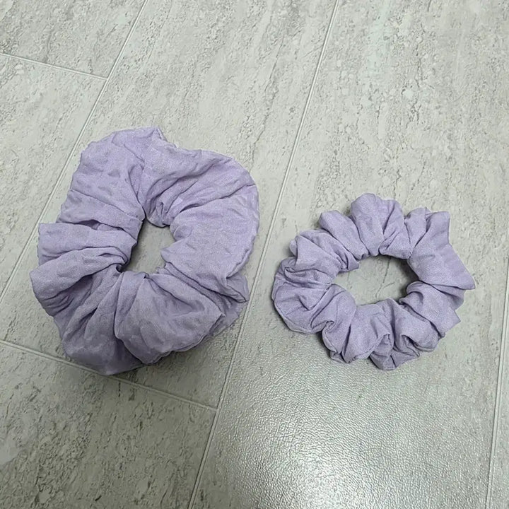[BUNJANG] Seersucker Lavender Scrunchie (L) / 시어서커 라벤더 스크런치 곱창끈_(L)대