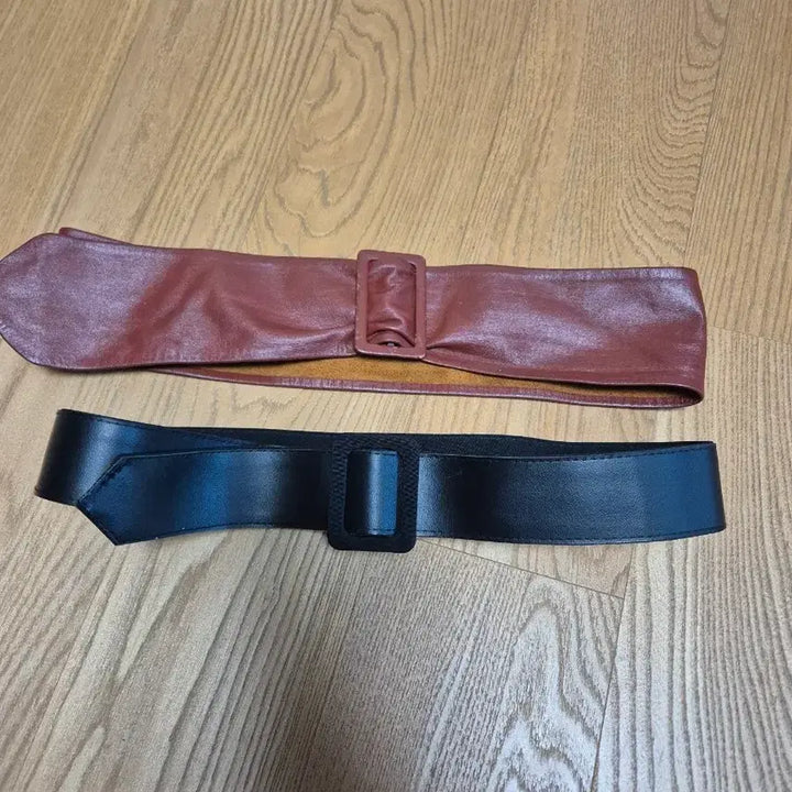 [BUNJANG] Leather Belt Set / 레더 벨트 브라운/블랙 2개