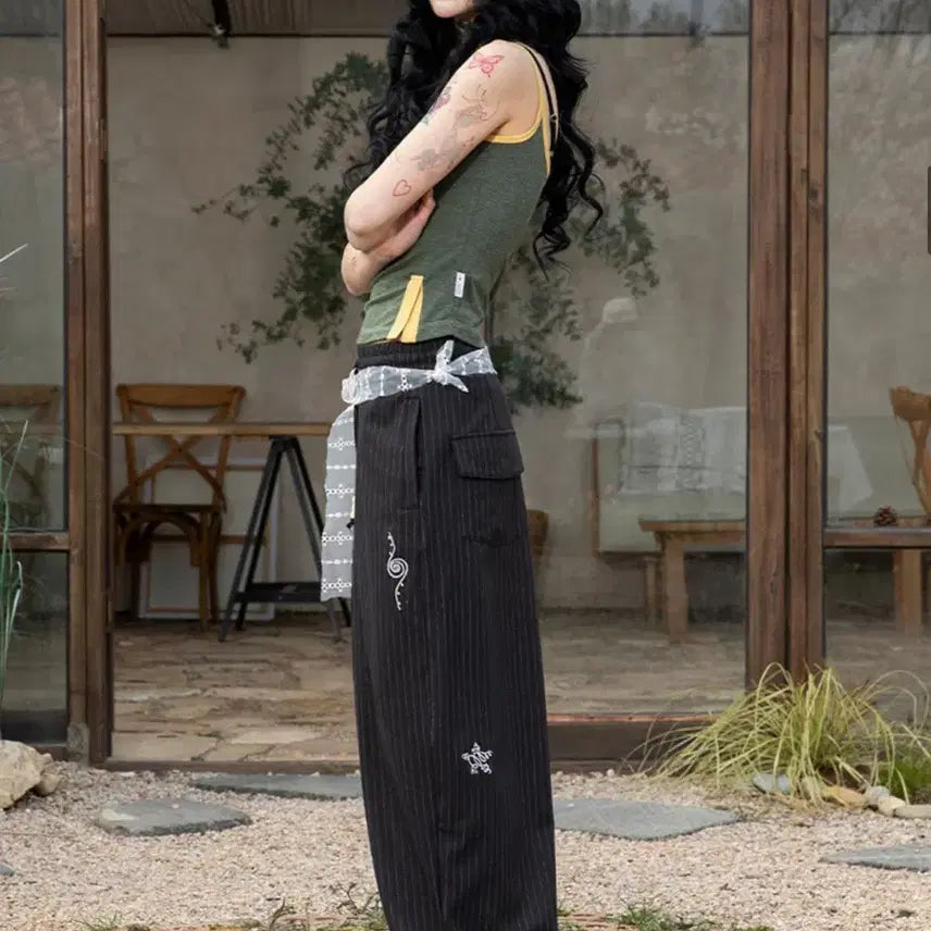 [BUNJANG] Lunakihhu Shooting Star Stripe Balloon Pants / 루나키후 슈팅스타 스트라이프 벌룬팬츠