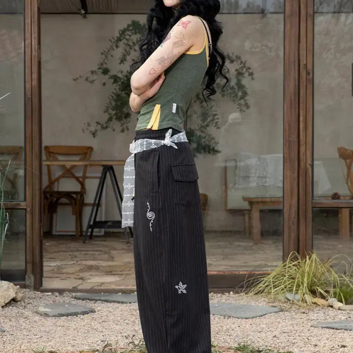 [BUNJANG] Lunakihhu Shooting Star Stripe Balloon Pants / 루나키후 슈팅스타 스트라이프 벌룬팬츠