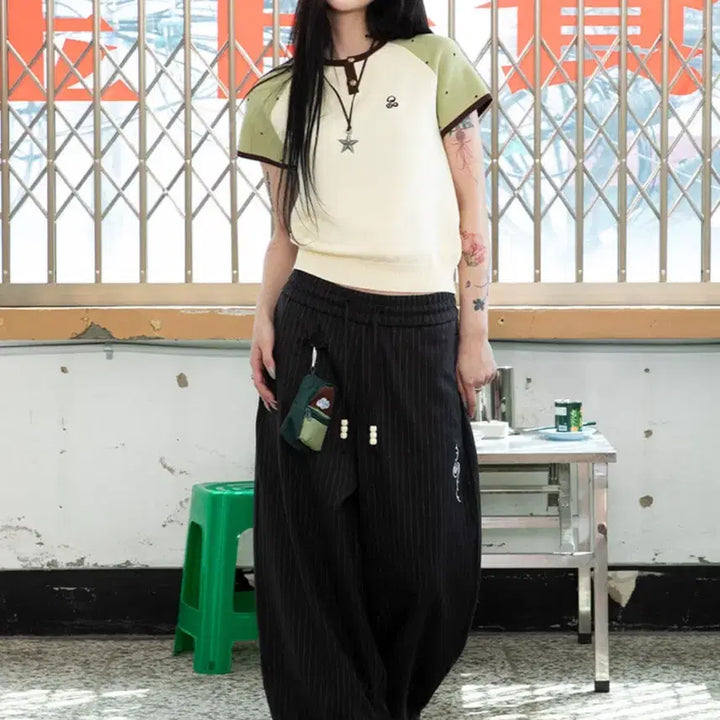 [BUNJANG] Lunakihhu Shooting Star Stripe Balloon Pants / 루나키후 슈팅스타 스트라이프 벌룬팬츠