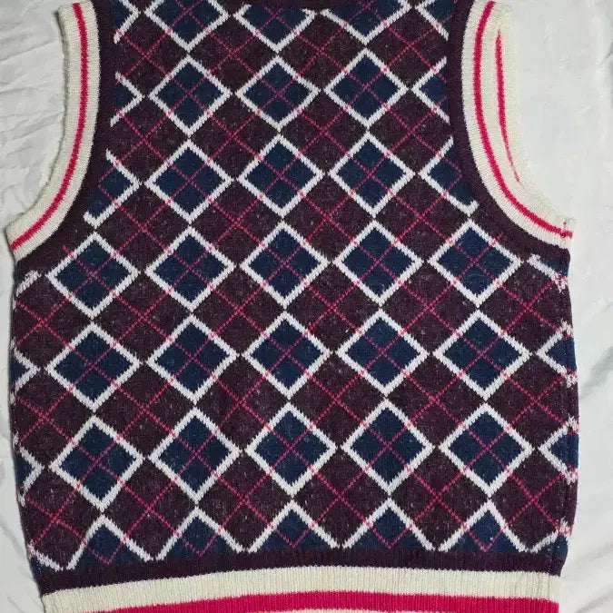 [BUNJANG] Argyle Check Knit Vest / (새 상품) 아가일 체크 니트 조끼 프리사이즈 택비포함