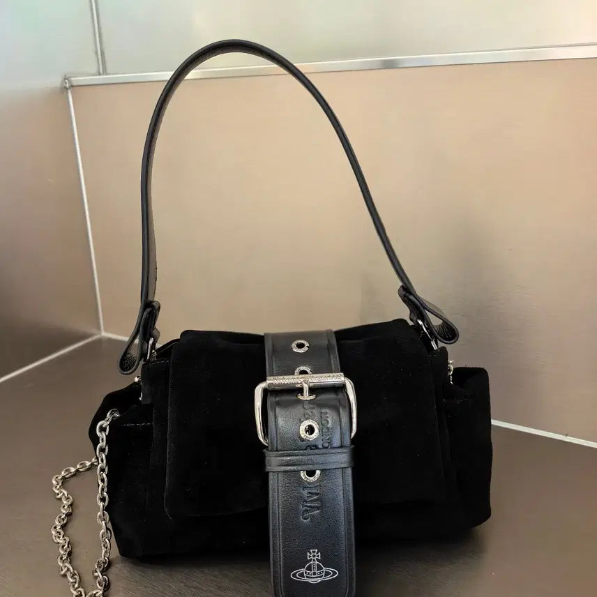 [BUNJANG] Vivienne Westwood Shoulder Bag Crossbody Leather Black / 비비안 웨스트우드 여성 숄더백 크로스백 가죽 스몰로고 여성 체인 블랙