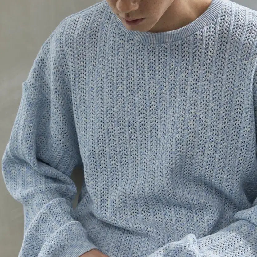 [BUNJANG] Setter Ibiza Natural Meshed Knit Sweater Sea Blue / 세터 이비자 내추럴 메시드 니트 씨 블루