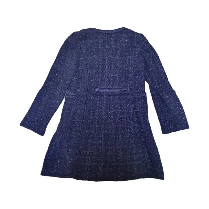 [BUNJANG] Satin Navy Tweed Coat / satin 사틴 네이비 트위드 코트