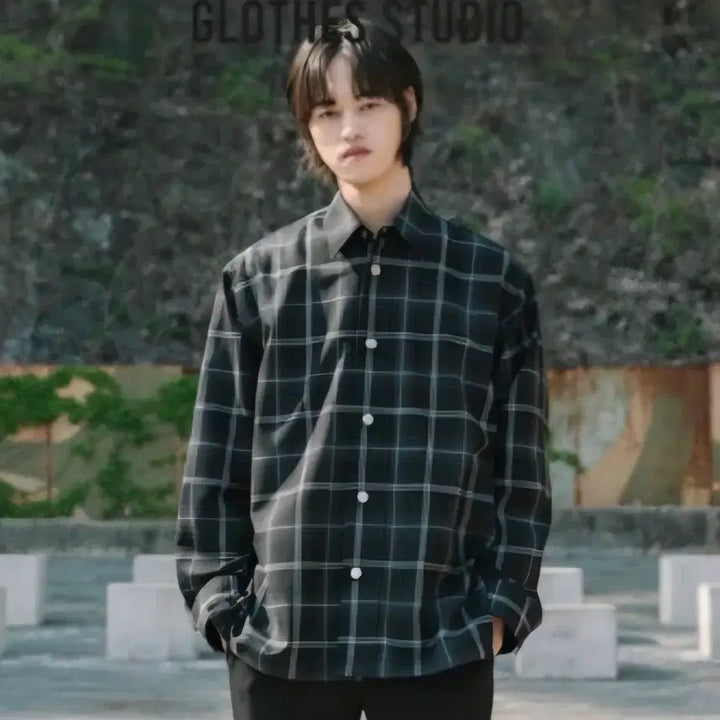 [BUNJANG] Oversized Checkered Shirt Jacket L / 글로즈스튜디오 울 오버핏 체크 셔츠 자켓 L (솔리드옴므st)
